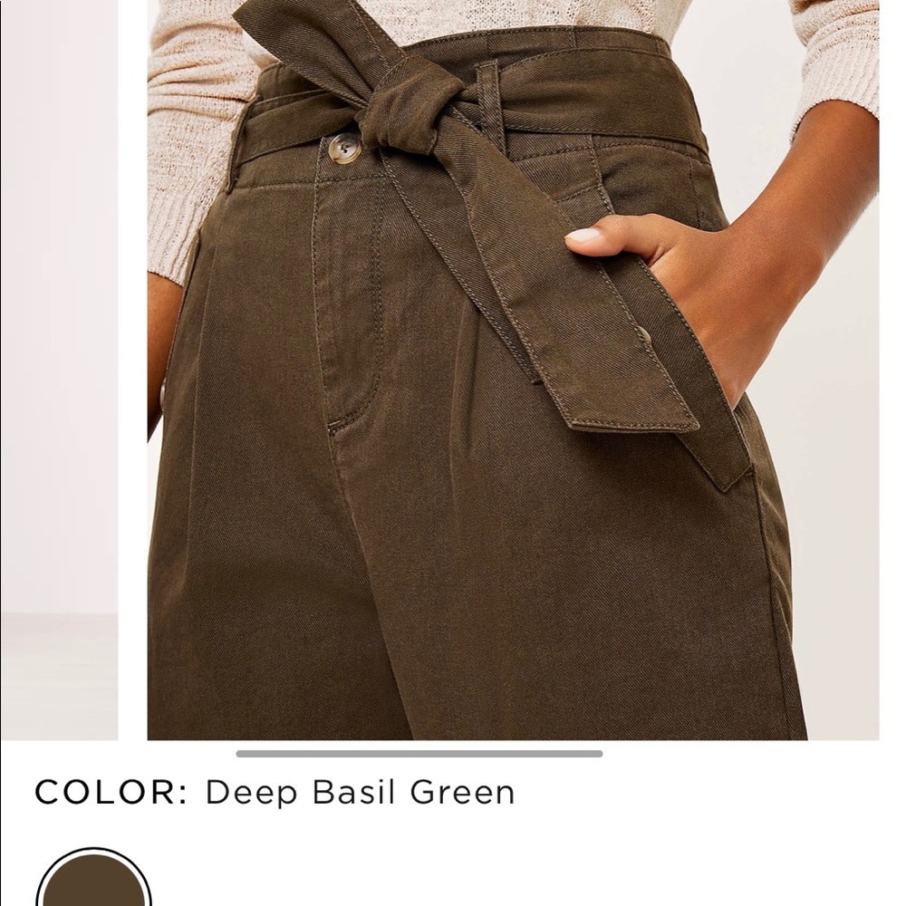 New with tags! Loft deep olive tie waist pants